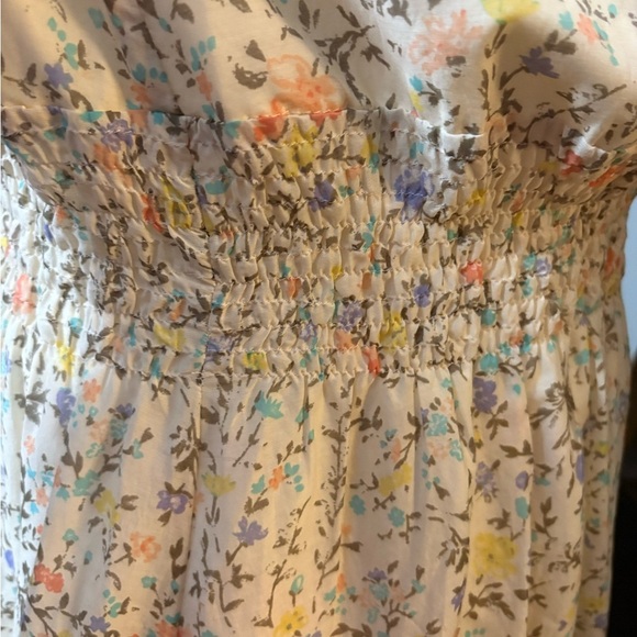 Lauren Ralph Lauren Butter Yellow with Small Floral Print Tiered Midi Sundress - Picture 8 of 16